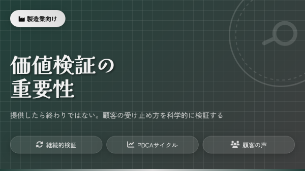 価値は「提供」しただけでは終わらない―製造業における価値検証の重要性【動画紹介】
