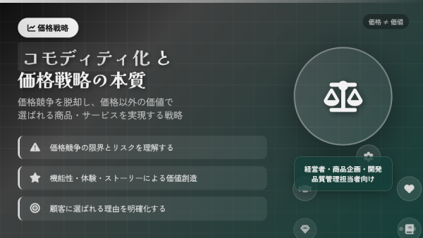 コモディティ化時代の価格戦略と価値創造 ― 製造業の差別化ポイントを徹底解説【動画紹介】