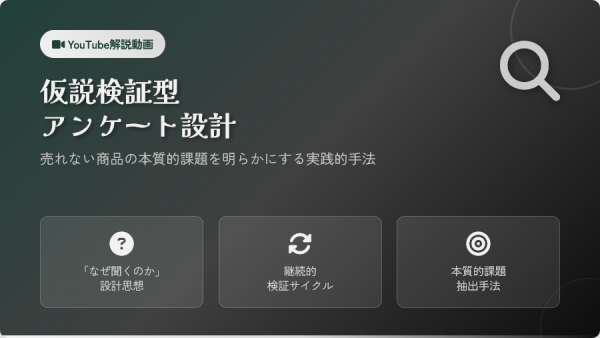 仮説検証を重視したアンケート設計で解明する売れない商品の本質【動画紹介】
