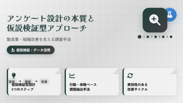 アンケート設計の本質と仮説検証型アプローチ ― 製造業・組織改善を支える調査手法」【動画紹介】