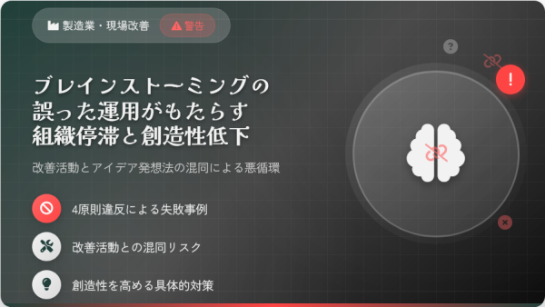 ブレインストーミングの誤解と組織イノベーション停滞 ― 製造業の現場で活きる創造性と改善の本質【動画紹介】