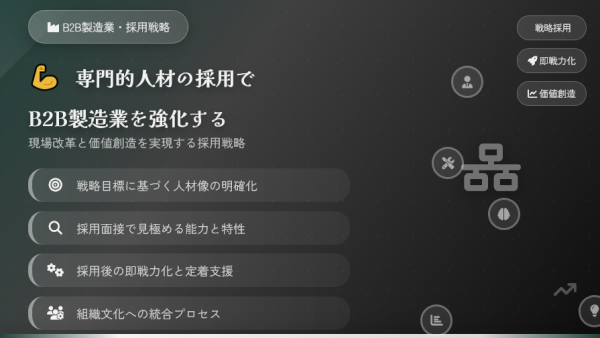 専門的人材の採用でB2B製造業を強化する ― 現場改革と価値創造を実現する採用戦略」【動画紹介】