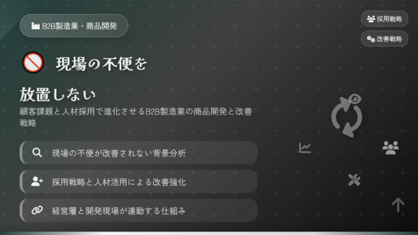 現場の不便を放置しない｜顧客課題と人材採用で進化させるB2B製造業の商品開発と改善戦略【事例解説】