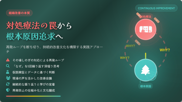 対処療法の罠と組織の再発ループから脱却する方法|根本原因追求の重要性と改善文化の構築