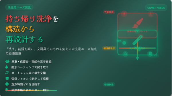 小学校「持ち帰り洗浄」問題をどう解くか──未充足ニーズから生まれる新しい文房具の発想