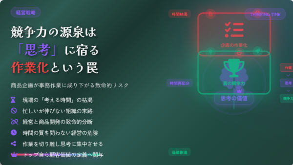 競争力の源泉は「思考」に宿る：経営者が直面すべき、商品企画の「作業化」という致命的なリスク