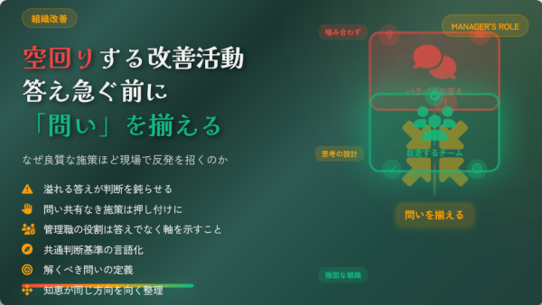 現場の判断がバラバラになるのを防ぐ技術：チームの動きを劇的に変える問いの3条件